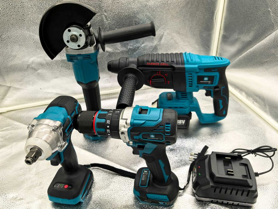 Set scule electrice 88V cu acumulator 4 piese 799 lei