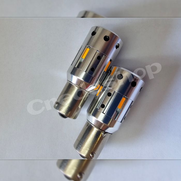 Led крушка за мигач с вентилатор, high power bau15s, жълта, 2 броя,can