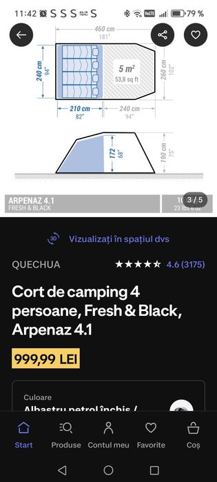 Vând cort camping 4 persoane