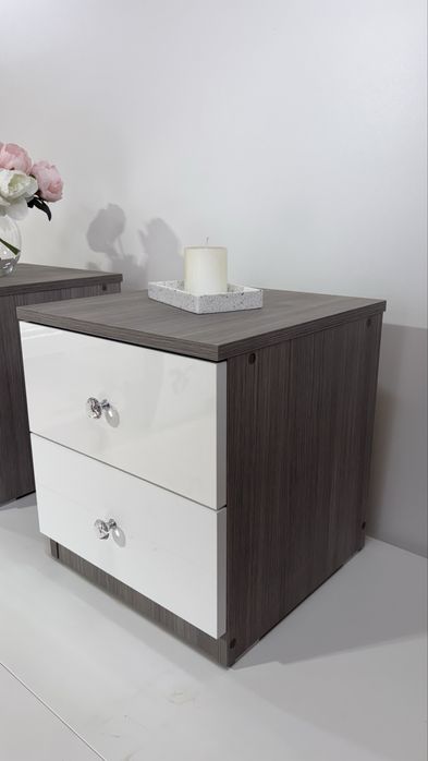 Set 2 noptiere moderne alb lucios
