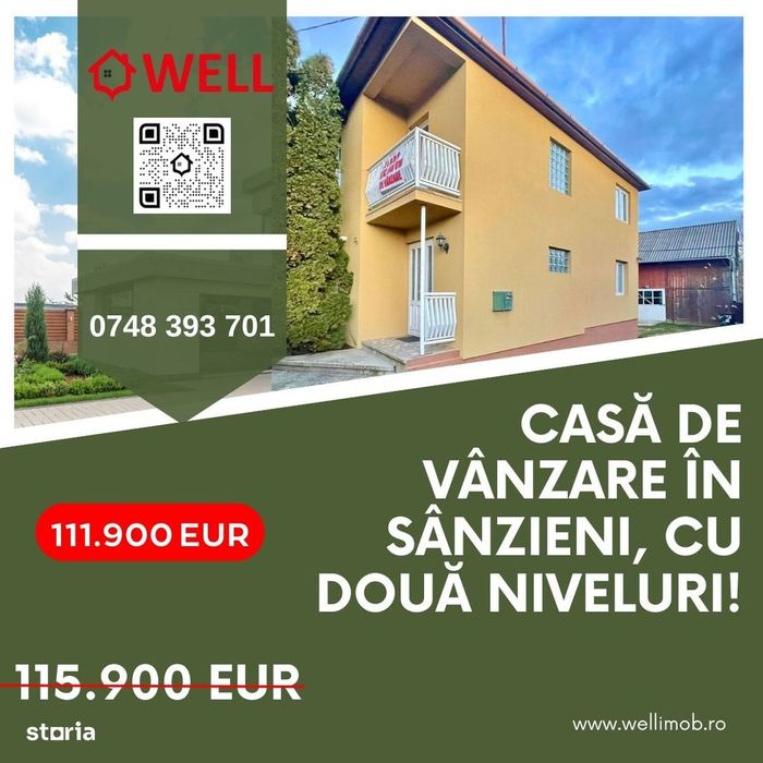 Casă de vânzare în Sânzieni, cu două niveluri!