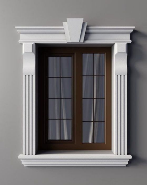Оконные обрамление, фасад, декор, карниз, колонны, пилястры