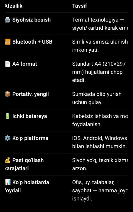 А4 portable thermal printer
