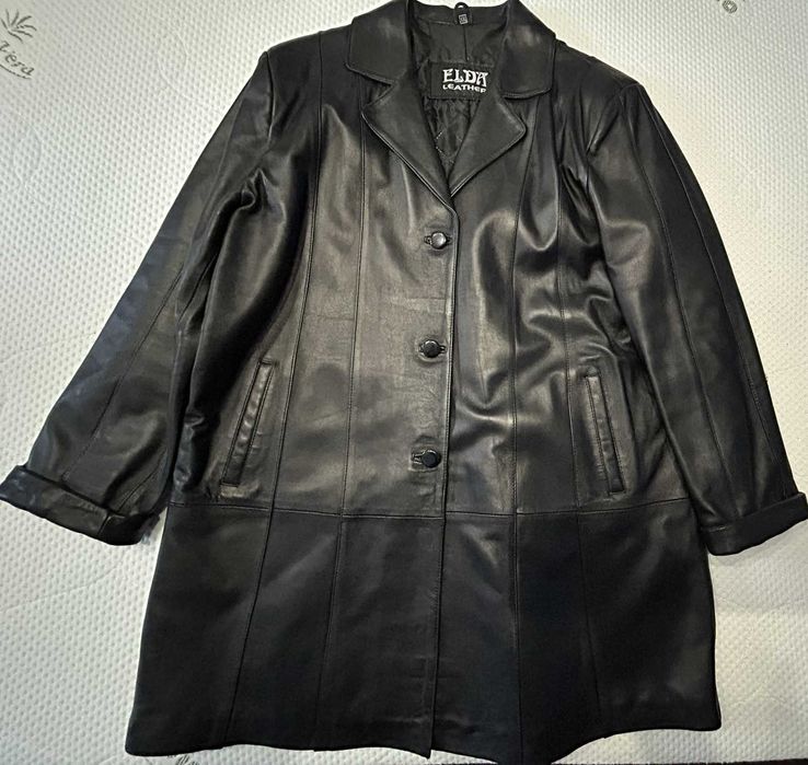 Haina dama piele trei sferturi neagra noua, XXL, Elda Leather