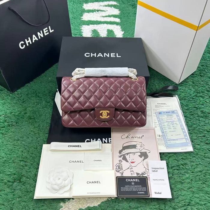 Chanel Classic Flap / Classic 11.12 Burgundy Lambskin Gold Hardware