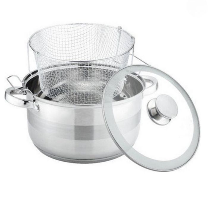 Тенджера с кошница за пържене и стъклен капак Cheffinger  Ø24 см – ино