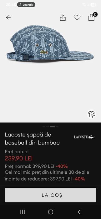 Șapcă lacoste,  stare foarte bună, preț 90 roni