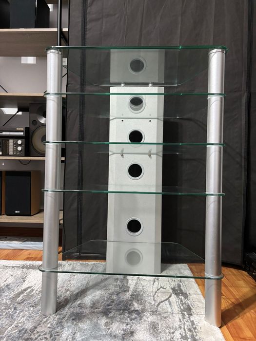 Rack audio sticla, stand media, aparate muzica