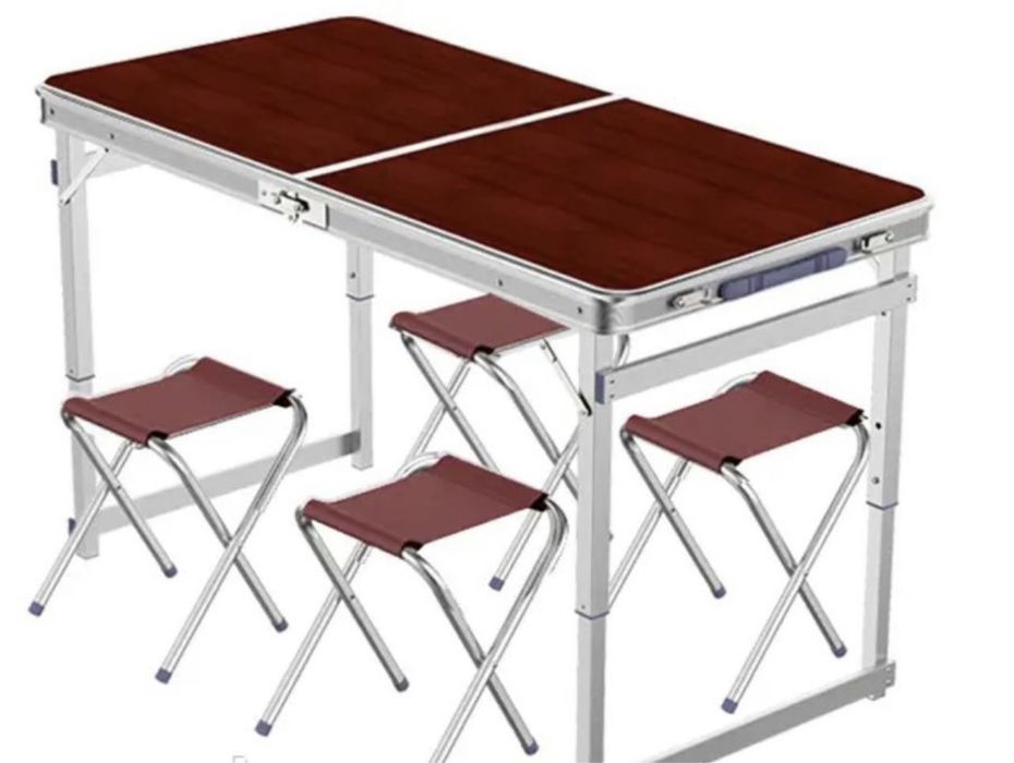 Стол складной с 4 складным стульями для рыбалки!