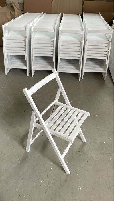 Scaune pliante albe - lemn masiv fag