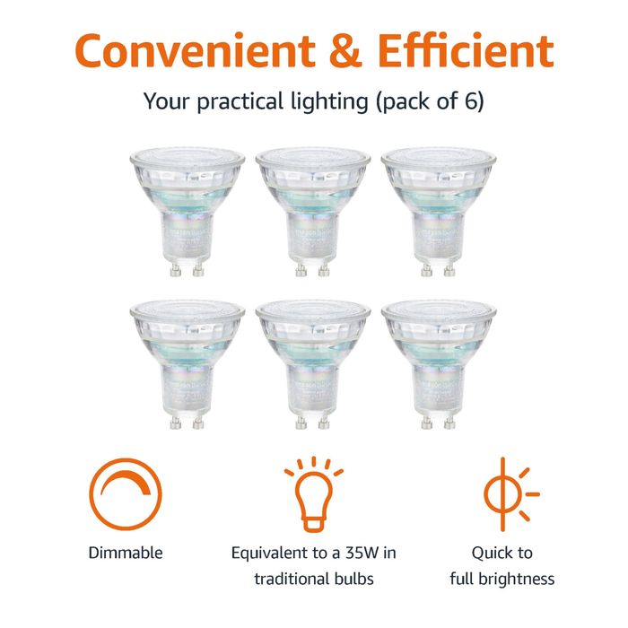 Set 10 Spoturi  LED GU10 profesional Amazon Basics, 3,7 W