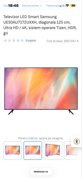 Tv Smart 4k Samsung banda led defecta  Code: UE50AU7172UXXH
