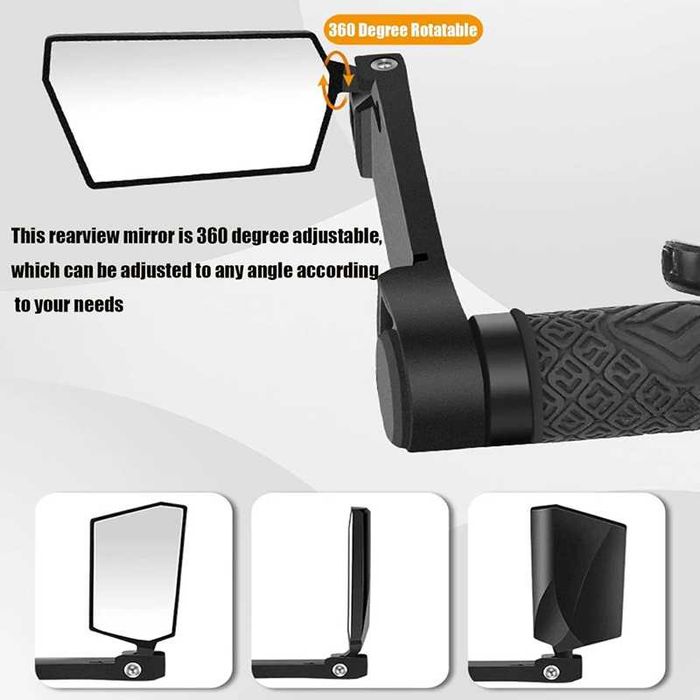 Мултифункционални огледала за велосипед, 360°, Регулируеми, Сгъваеми
