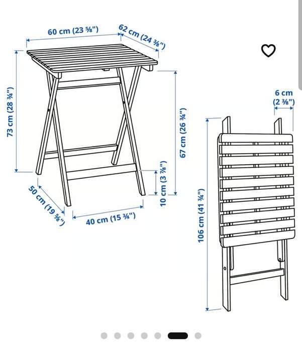 Scaune + masa balcon/ terasa, Ikea