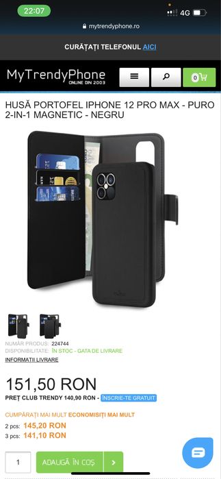 Husa Iphone 12 Pro Max Promax Puro Wallet Detachable 2 in 1
