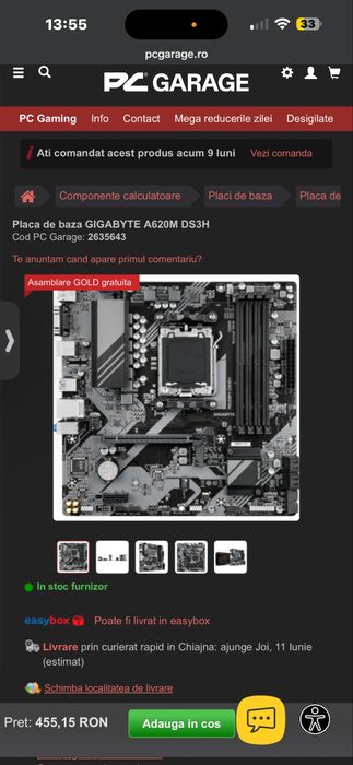 Placa de baza gigabyte a620m