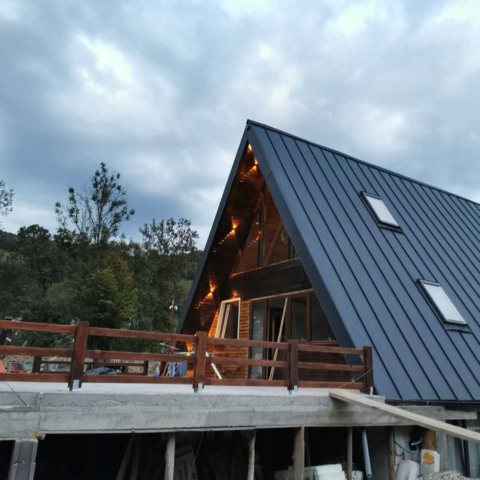 Cabana stil A-Frame, Casa, Foisoare si Terase din structura de lemn