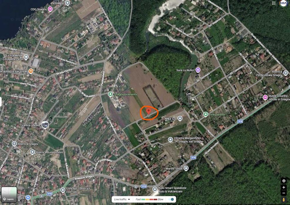 Teren intravilan Snagov – 1.100 mp, lângă pădure și lac, cu gaze și curent