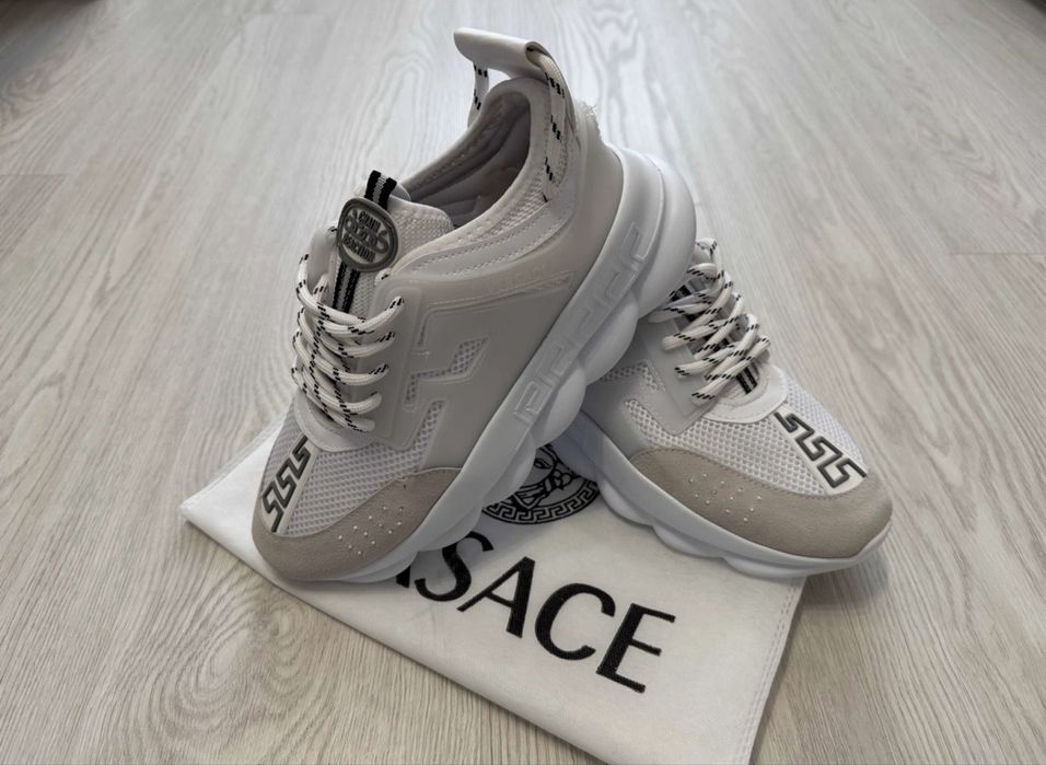 Adidasi Versace chain reaction alb si negru
