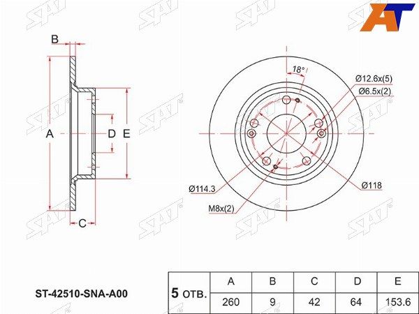 Диск тормозной Honda Civic