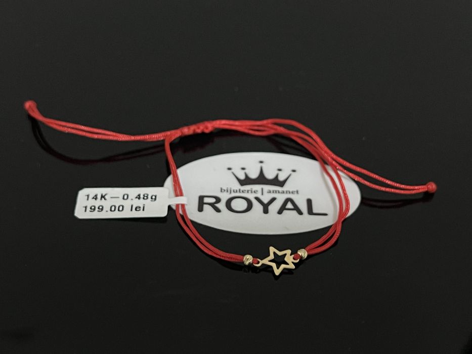 Bijuteria Royal CB : Bratara șnur rosu bile aur 14k 0,48 grame