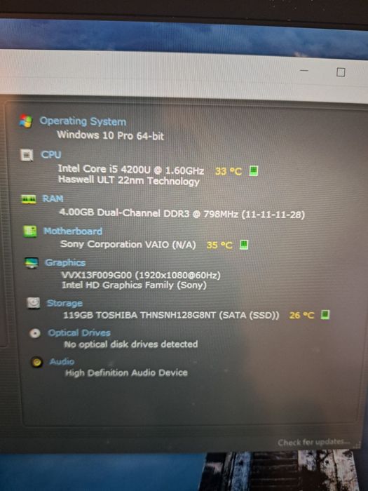 Laptop sony vaio 13' ultrabook, i5 gen 4,  sony svp132a1cm, bat. 3 ore