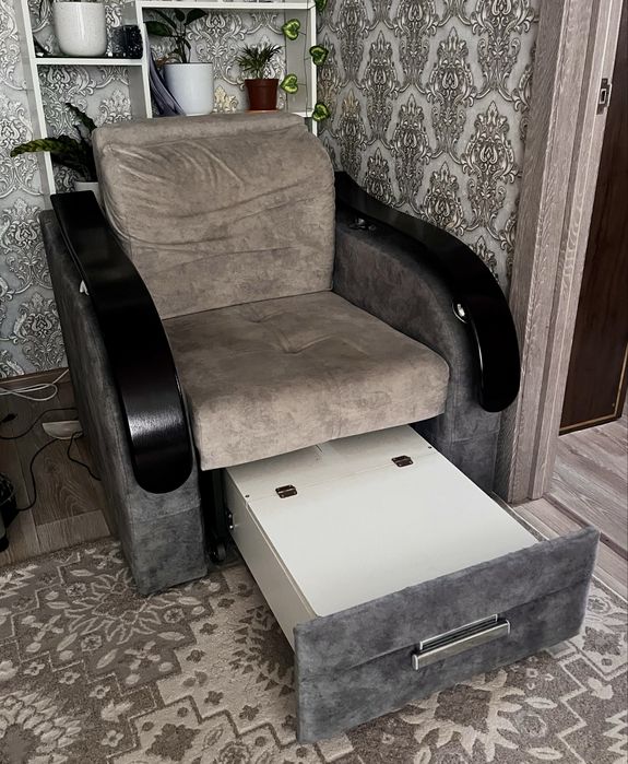 Кресло- кровать серый