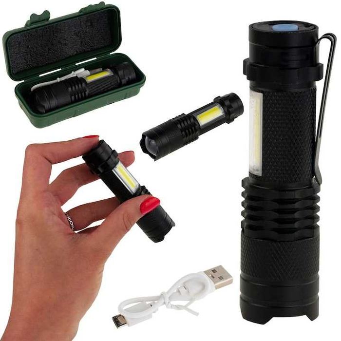 LED джобна лампа, ZakupyTV, Алуминий, 5W, 3800 lm, Черна