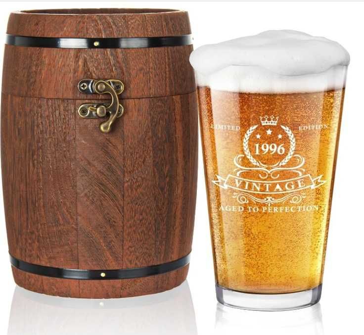 Set Pahar de Bere Vintage  si Cutie Lemn Butoias Nou Pret Mic Cadou