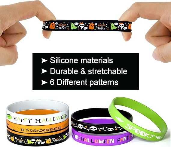 FEPITO Комплект от 35 силиконови гривни за Хелоуин, 7 класически модел