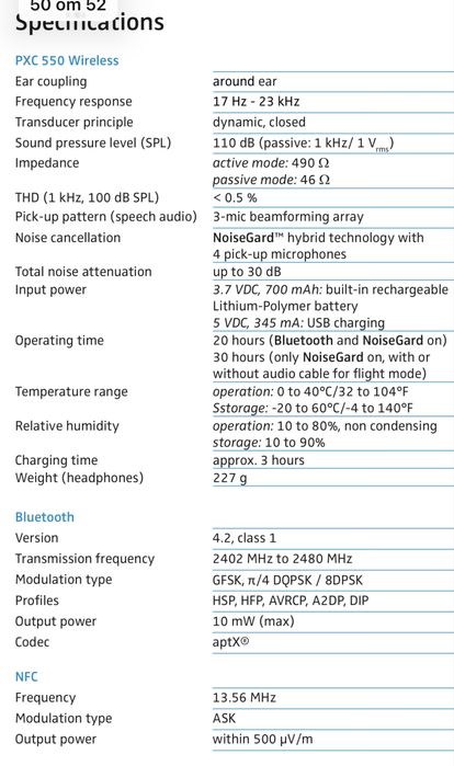 Sennheiser PXC 550 Bluetooth Слушалки