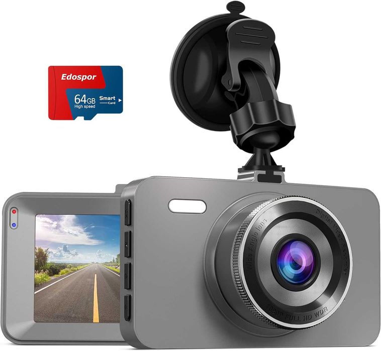 Високоскоростна камера Edospor Dash Cam за автомобили + 64G SD карта