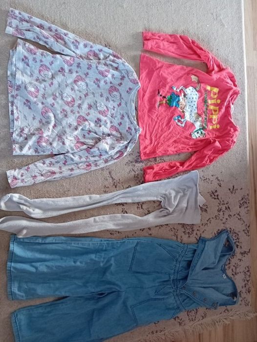 lot set 122 128 5 6 7 ani h&m bluza ciorapi sclipitori salopeta blugi