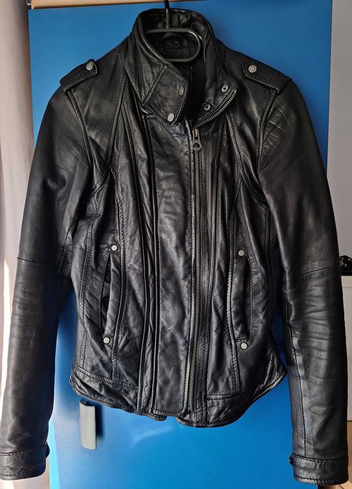 Geaca biker din piele naturala, marimea S