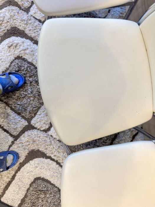 Холови столове комплект 4 бр бяла кожа използвани