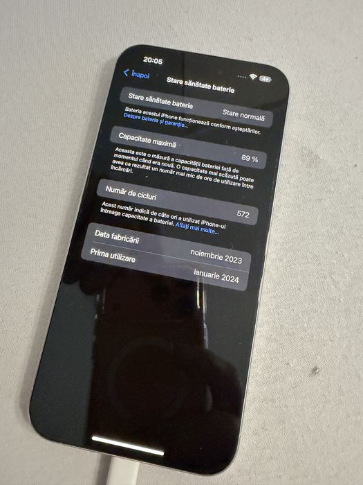 Vand IPHONE 15 pro max alb RETEA ORANGE