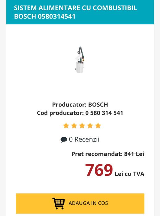 Vand pompa de benzina electrica Bosch noua