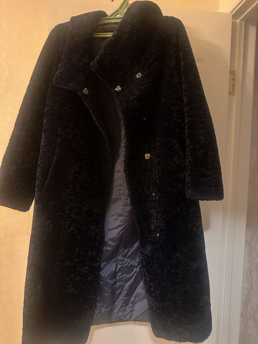 Эко шубка синего цвета