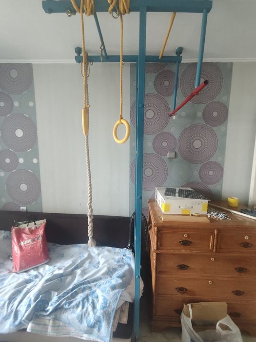 Домашний турник-кольца и канат