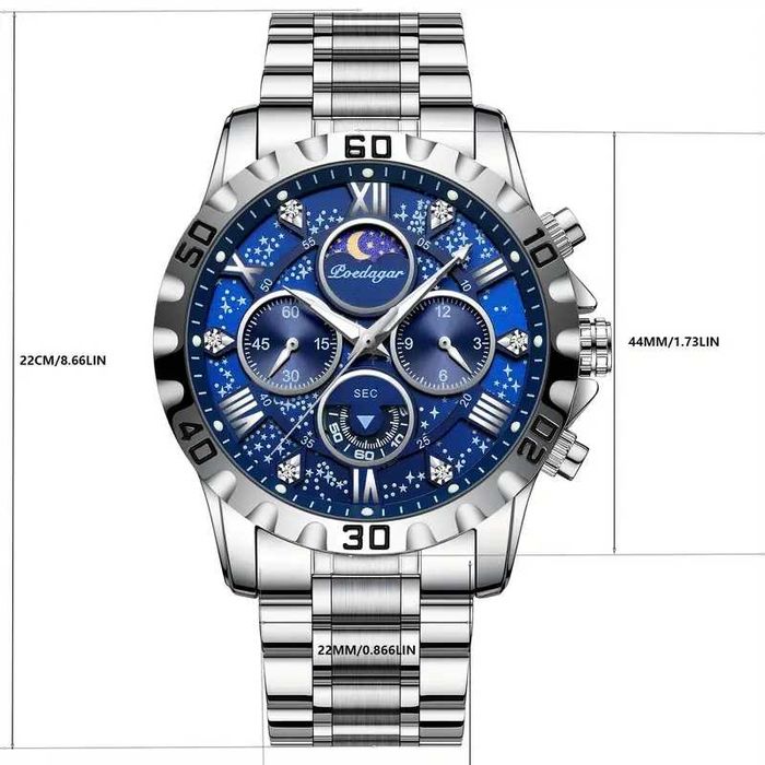 НОВ Модел Poedagar Луксозен кварцов мъжки часовник с хронограф