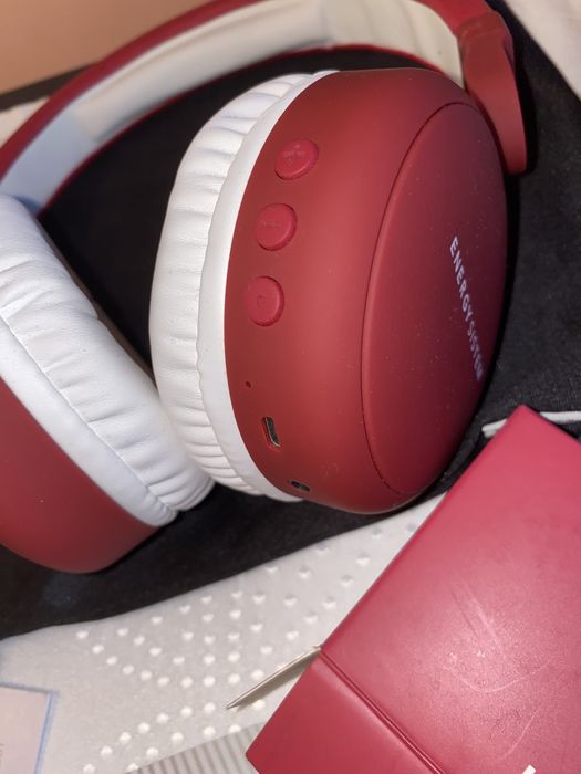 Casti wireless bluetooth alb/grena noi