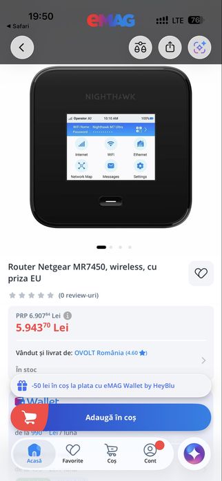Router NOU  NetGear MR7450 Nighthawk M7 Pro 5G WiFi 7
