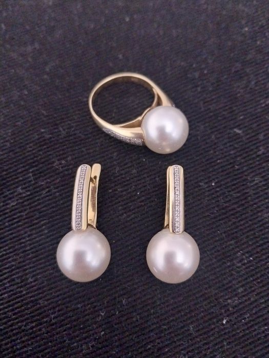 Комплект бриллиант с жемчугом