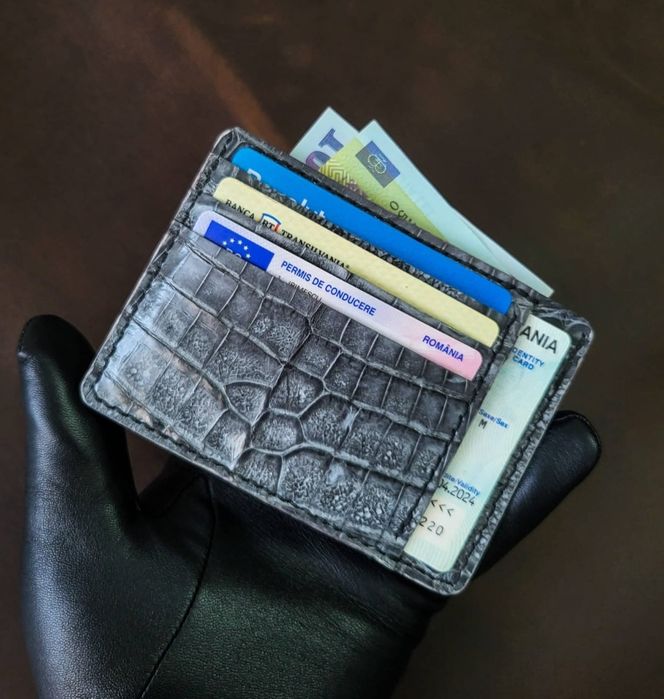Portcard piele exotica Crocodil