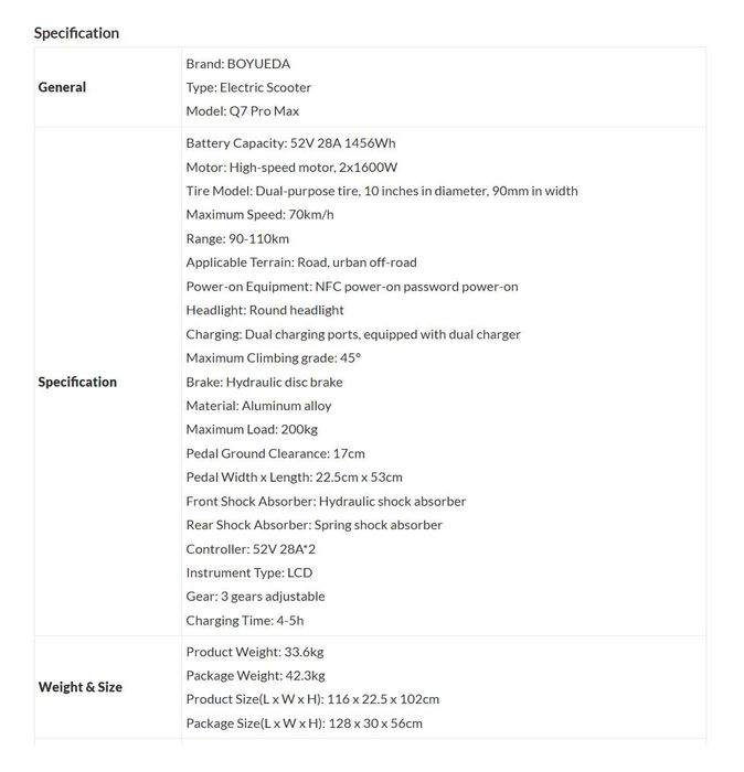 Електрически скутер/тротинетка със седалка BOYUEDA 3200W 28AH