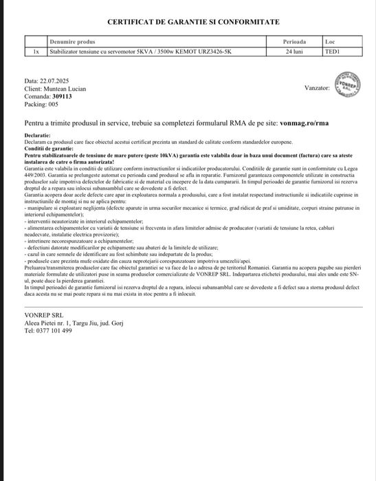 Stabilizator automat de tensiune KEMOT MSER-5000 (5000 VA, servomotor)