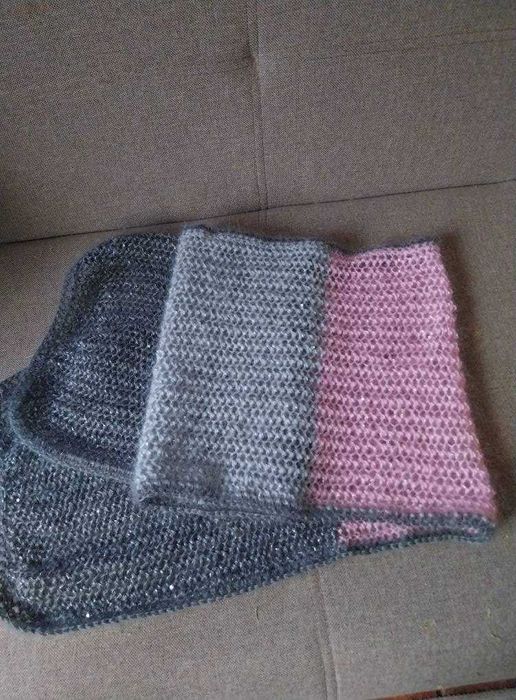 Шал, ажурен, ръчно плетиво мохер, пайети мек и топъл подарък огледалце