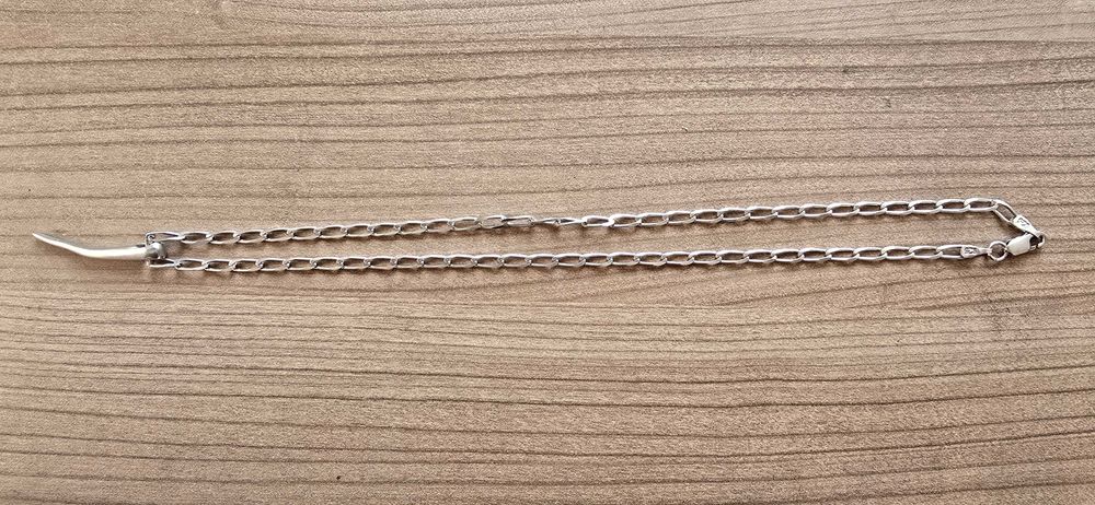 Сребърен ланец със сребърна висулка рог.