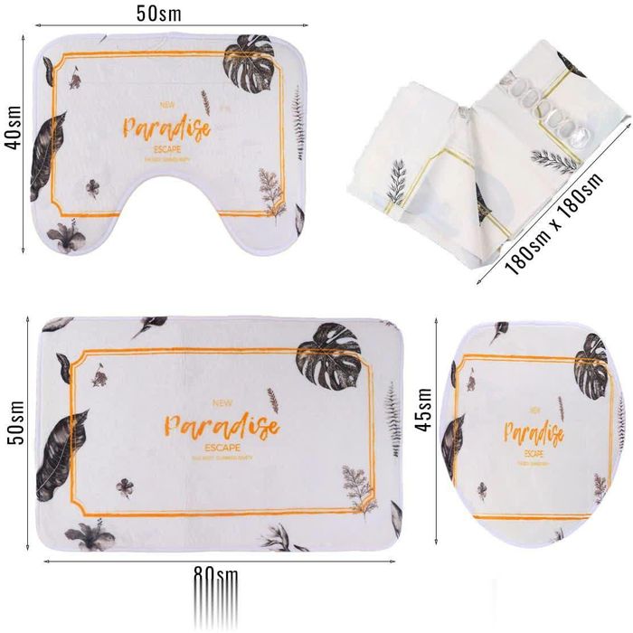 Sanuzel uchun gilamlar to'plami va vanna parda