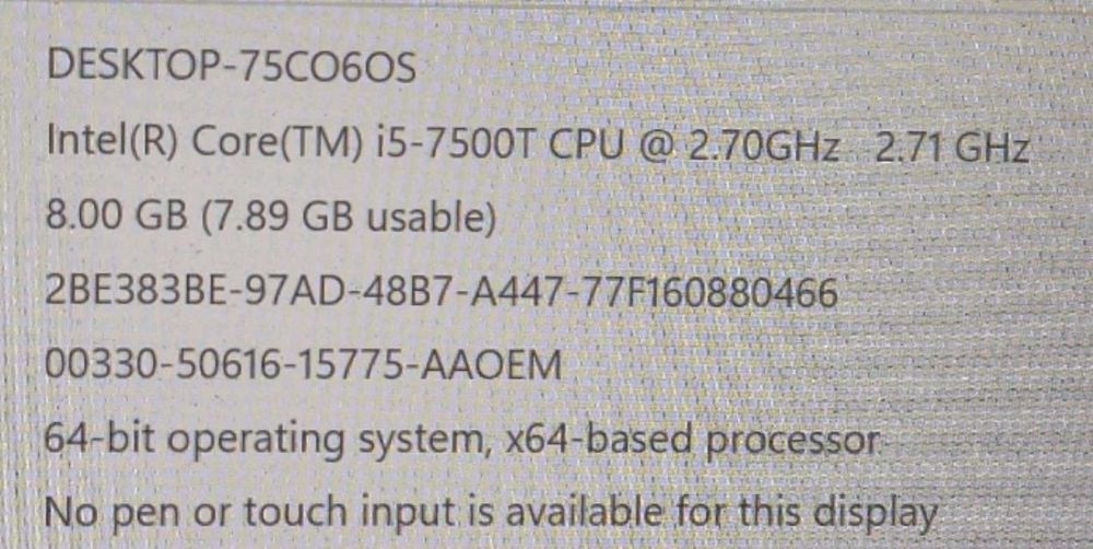 HP ProDesk 400 G3 DM, i5-7500T, ram 8 Gb